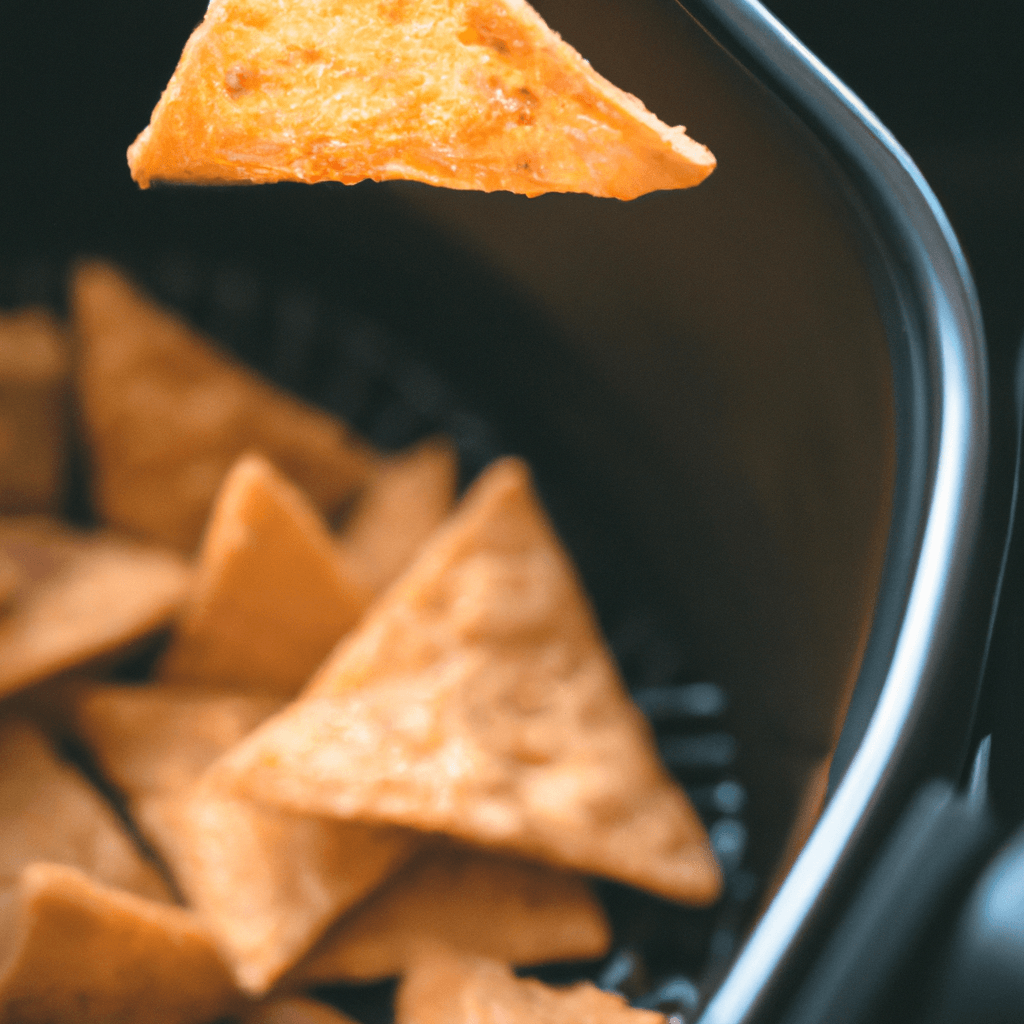 Image showing crisp, golden tortilla chips served with a side dip.