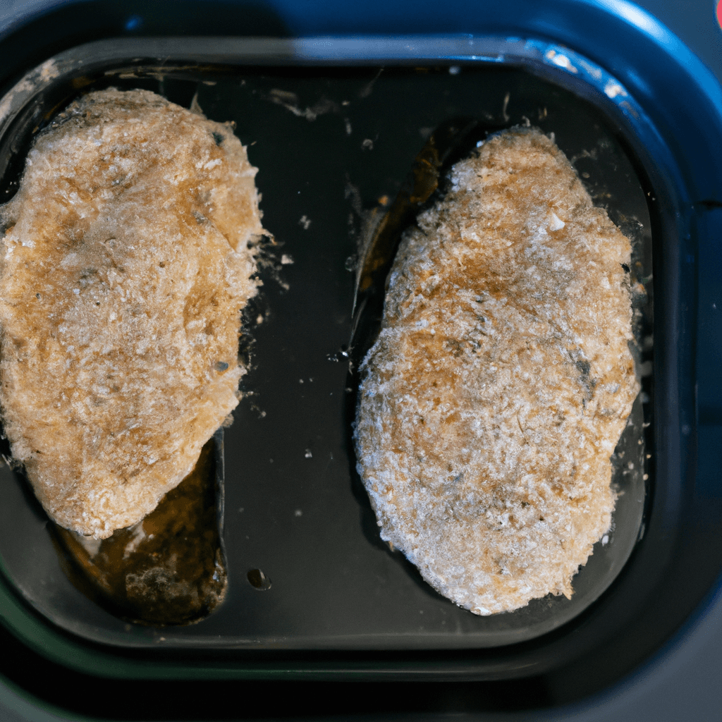 A plate of golden-browned, crispy frozen chicken steaks served hot.