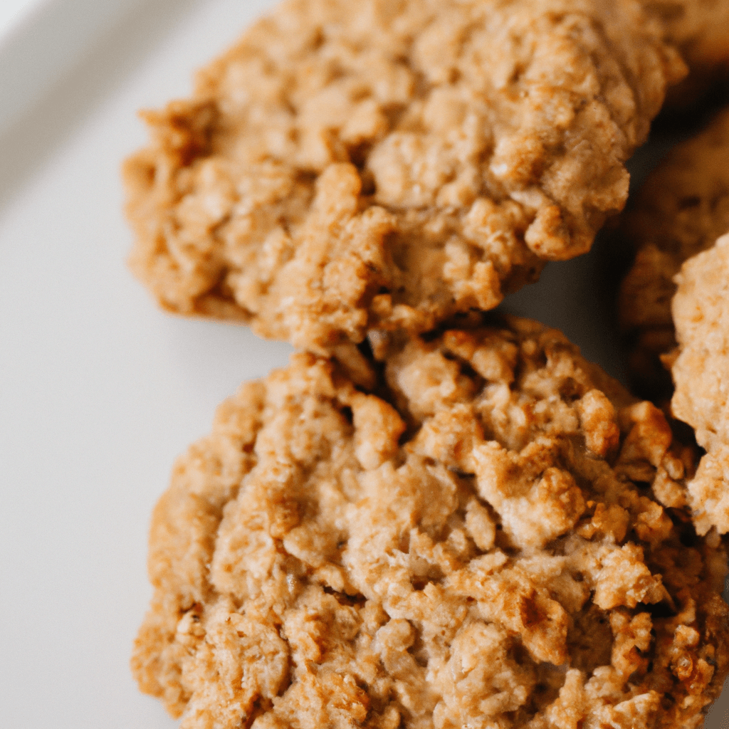 Air fryer basket lined with parchment and oatmeal cookies inside