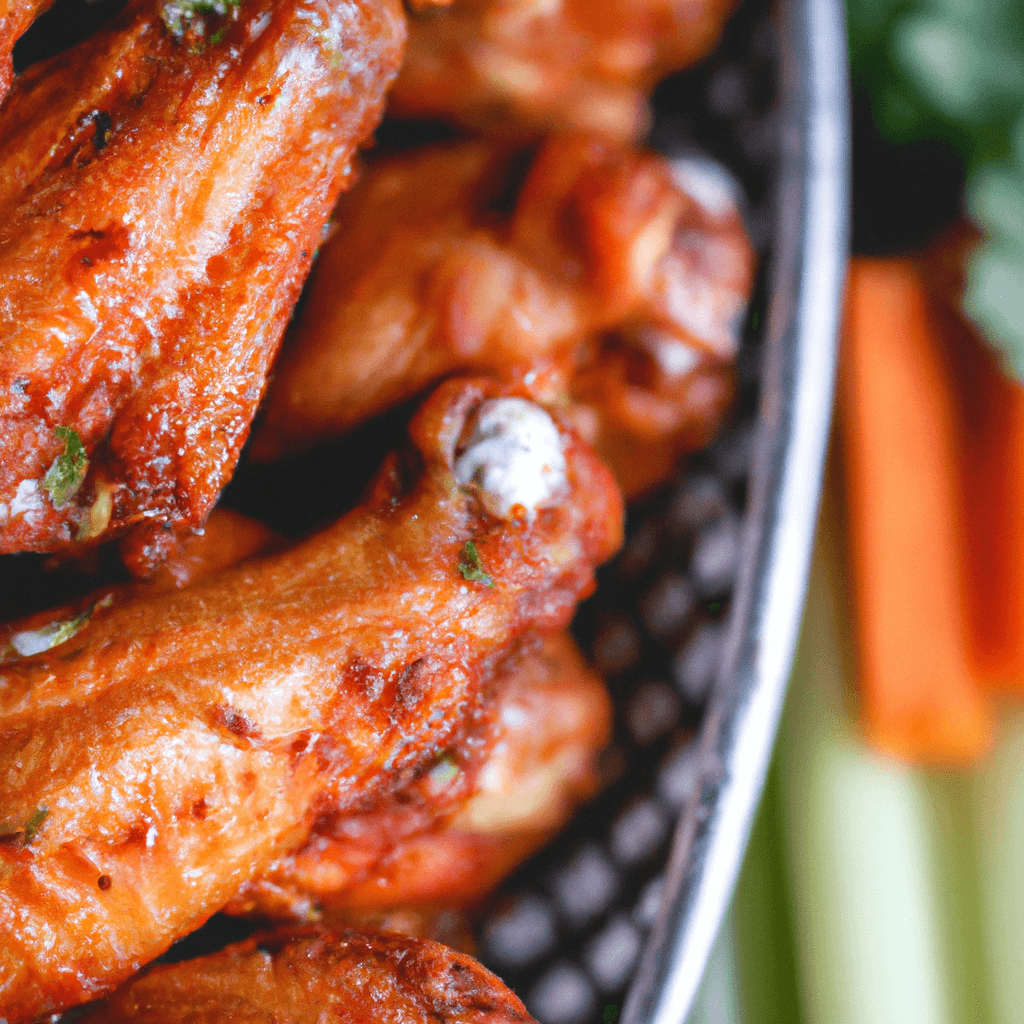 A plate of crispy air fryer bbq chicken wings garnished with fresh herbs