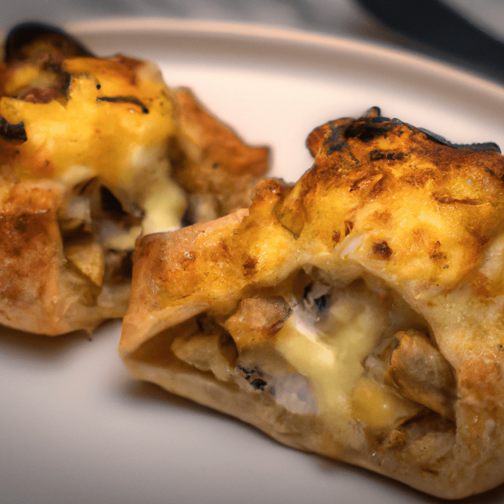 Golden air fryer chicken and mushroom pie ready to serve.