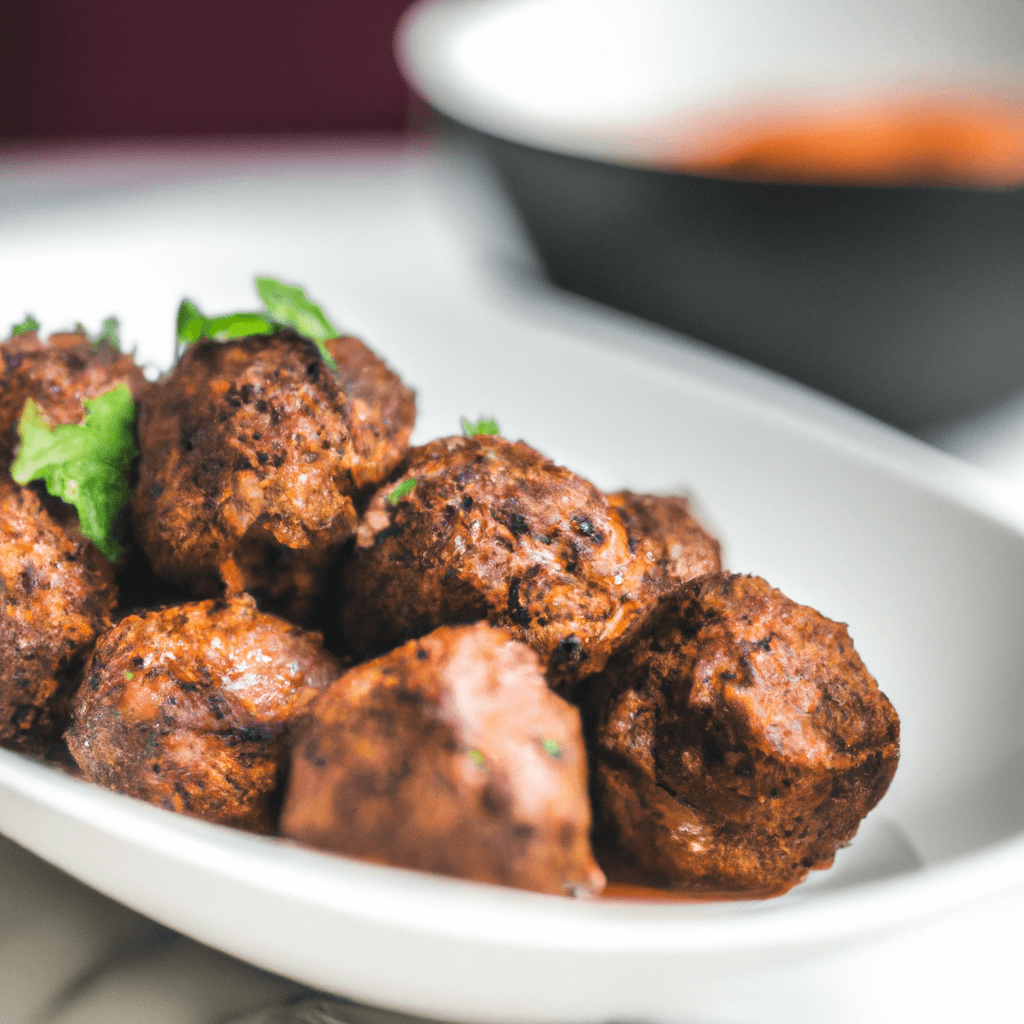 Juicy air fryer meatballs in a basket just removed from the air fryer