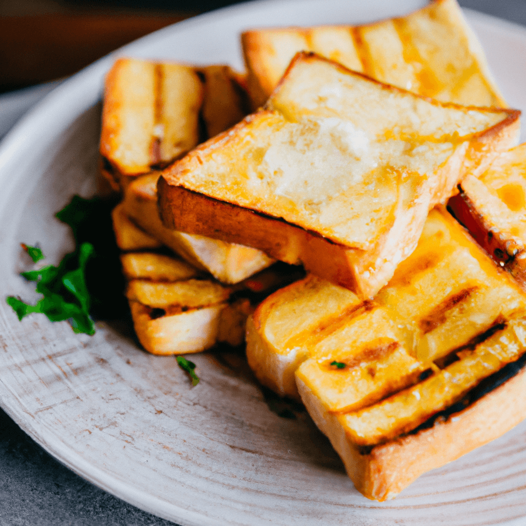 Close-up of toasted bread with melted butter on top
