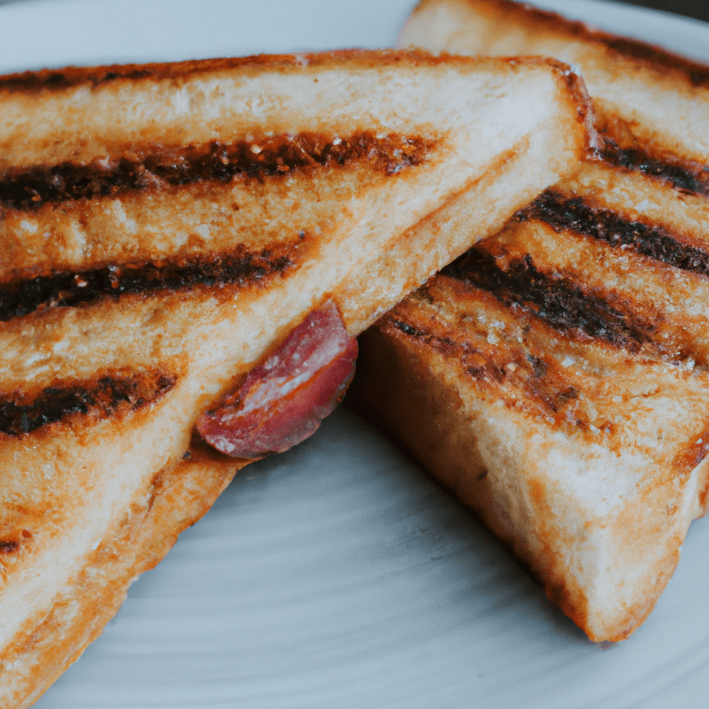 Perfectly browned toast slices in the air fryer basket