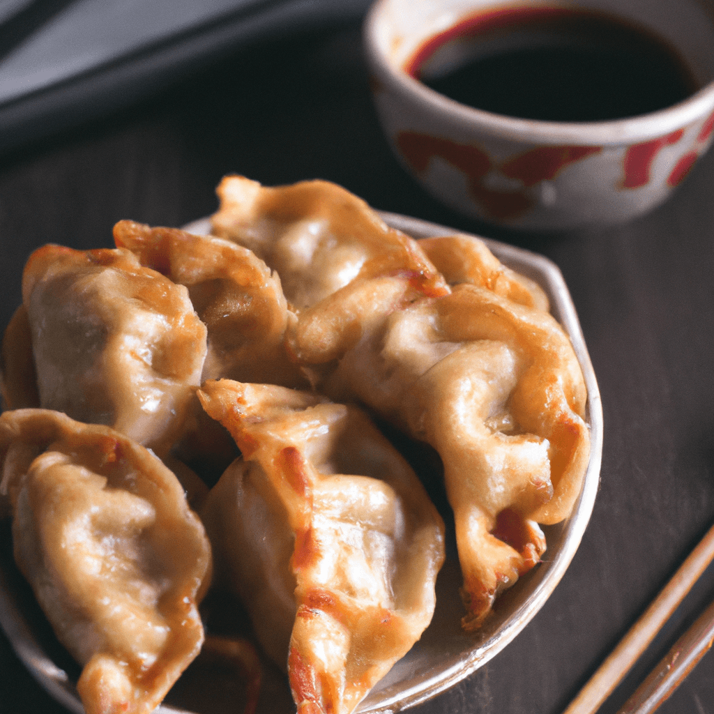 Frozen gyoza air fried to crispiness