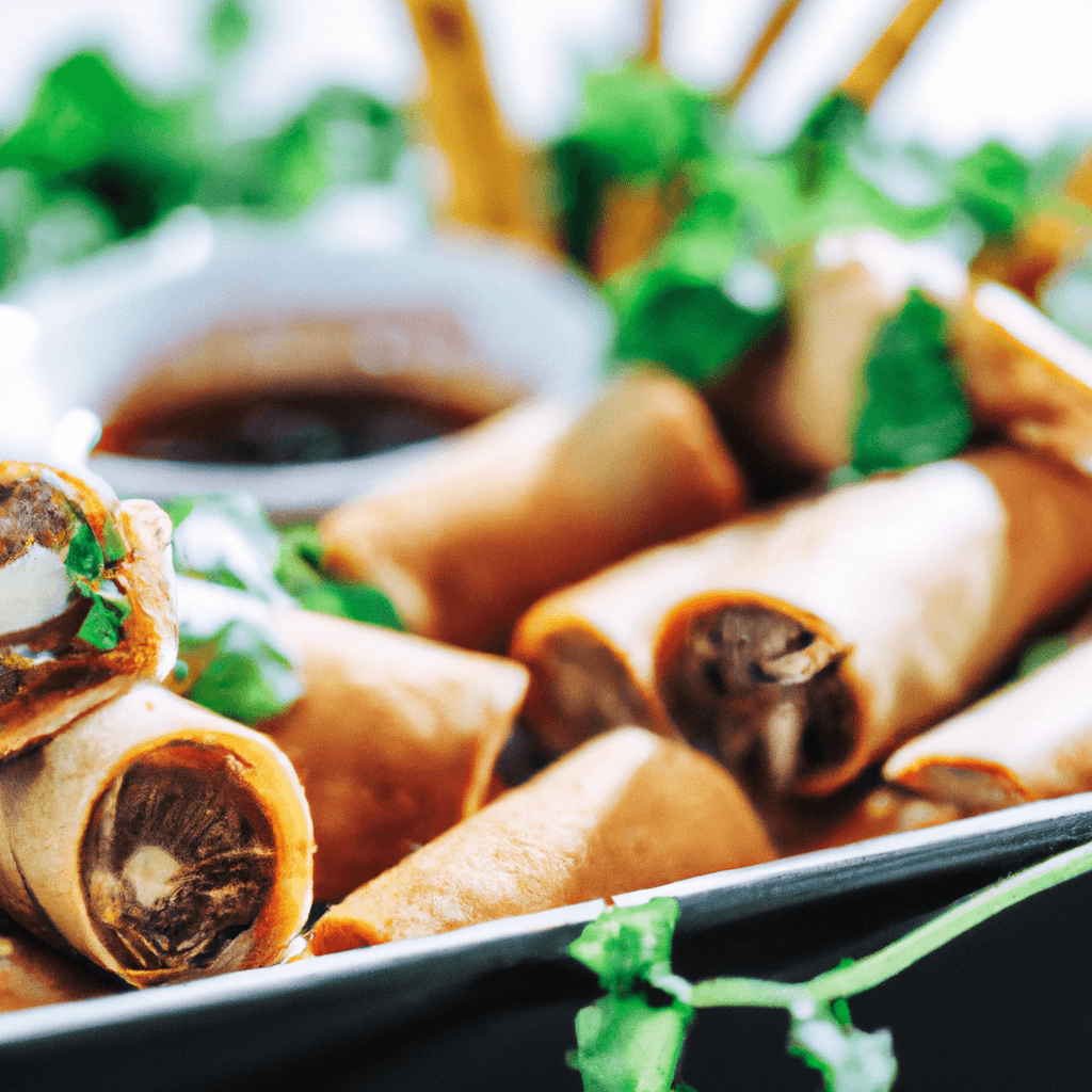Crispy duck spring rolls in an air fryer basket