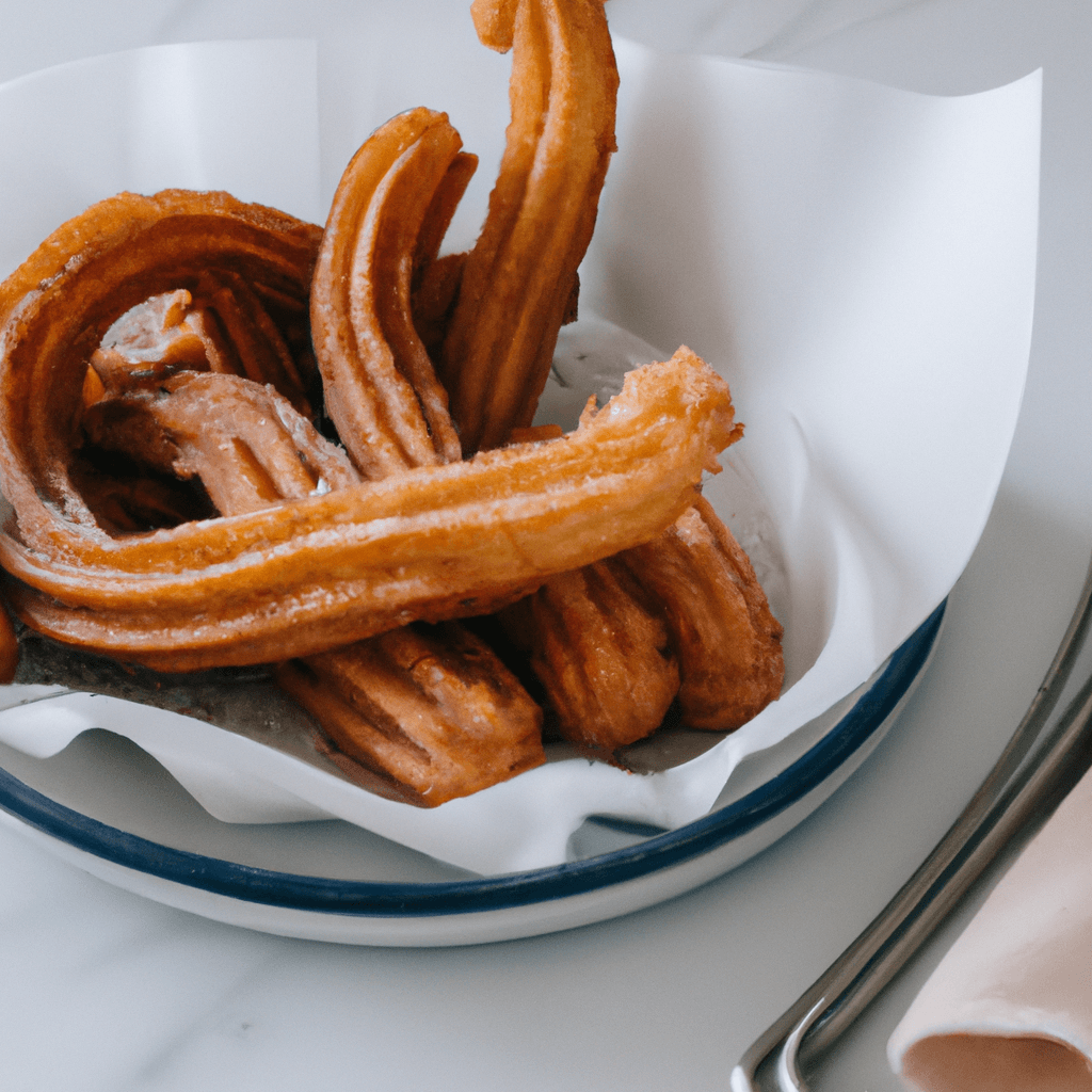 Basket of air fryer churros freshly cooked to golden perfection