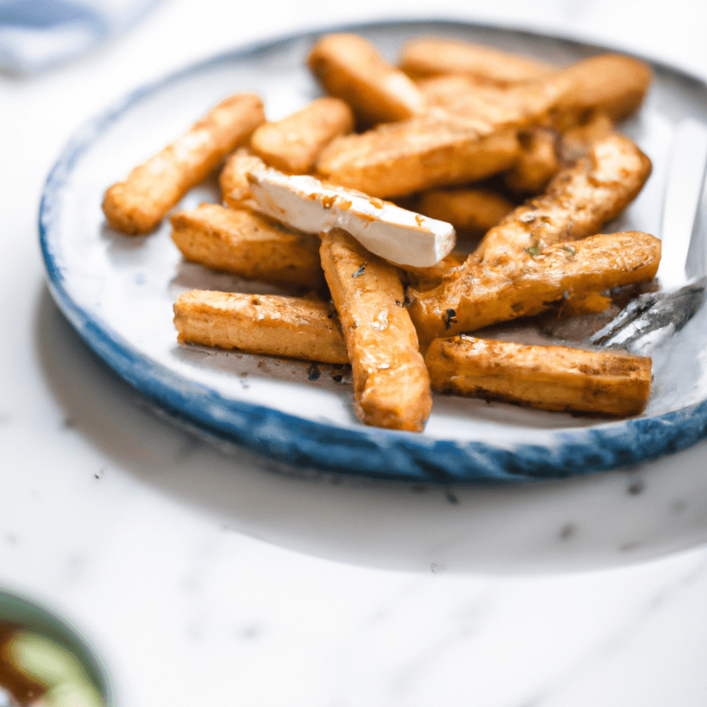 A serving of halloumi fries with a side of sweet chilli sauce