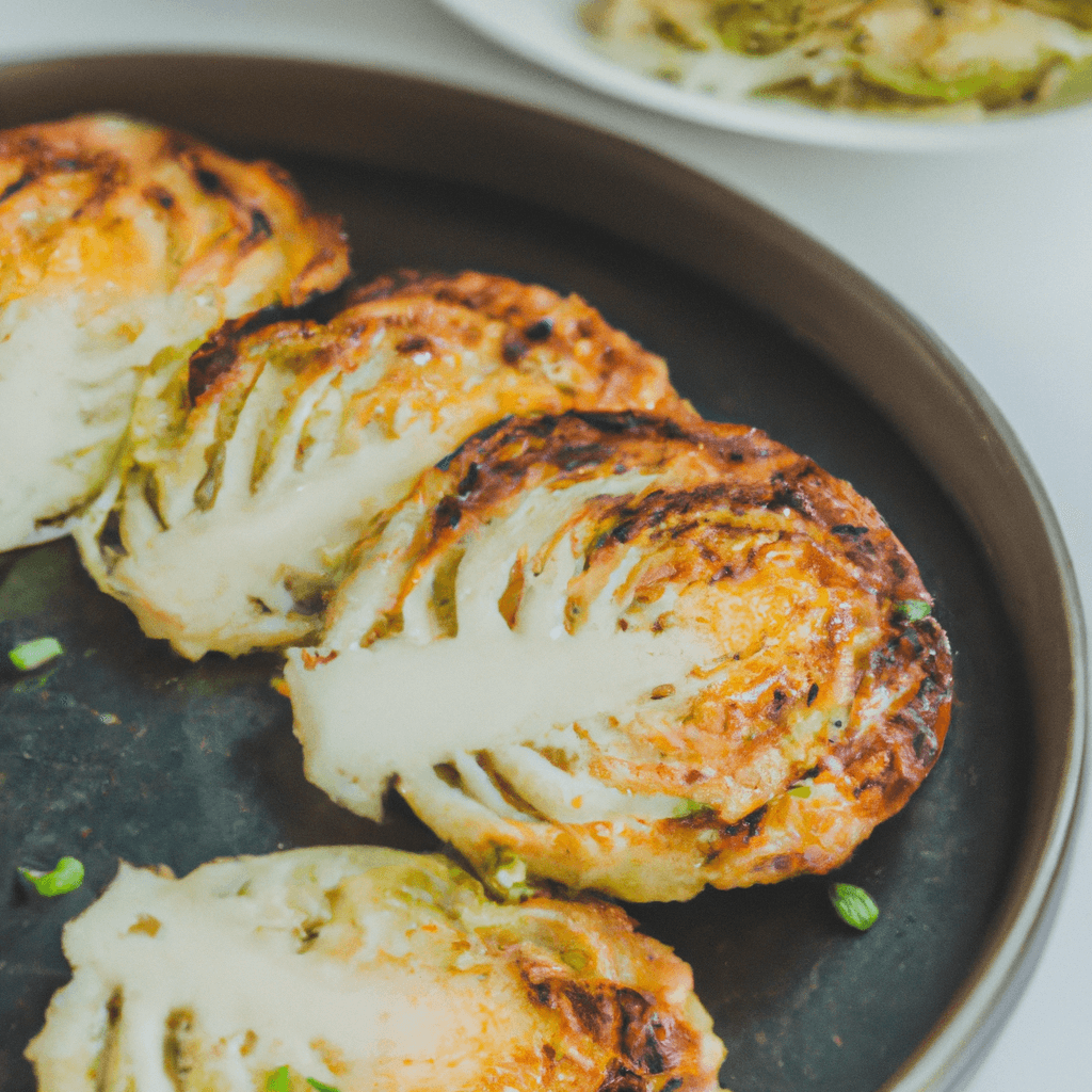 Air fryer display with cooked cabbage wedges inside