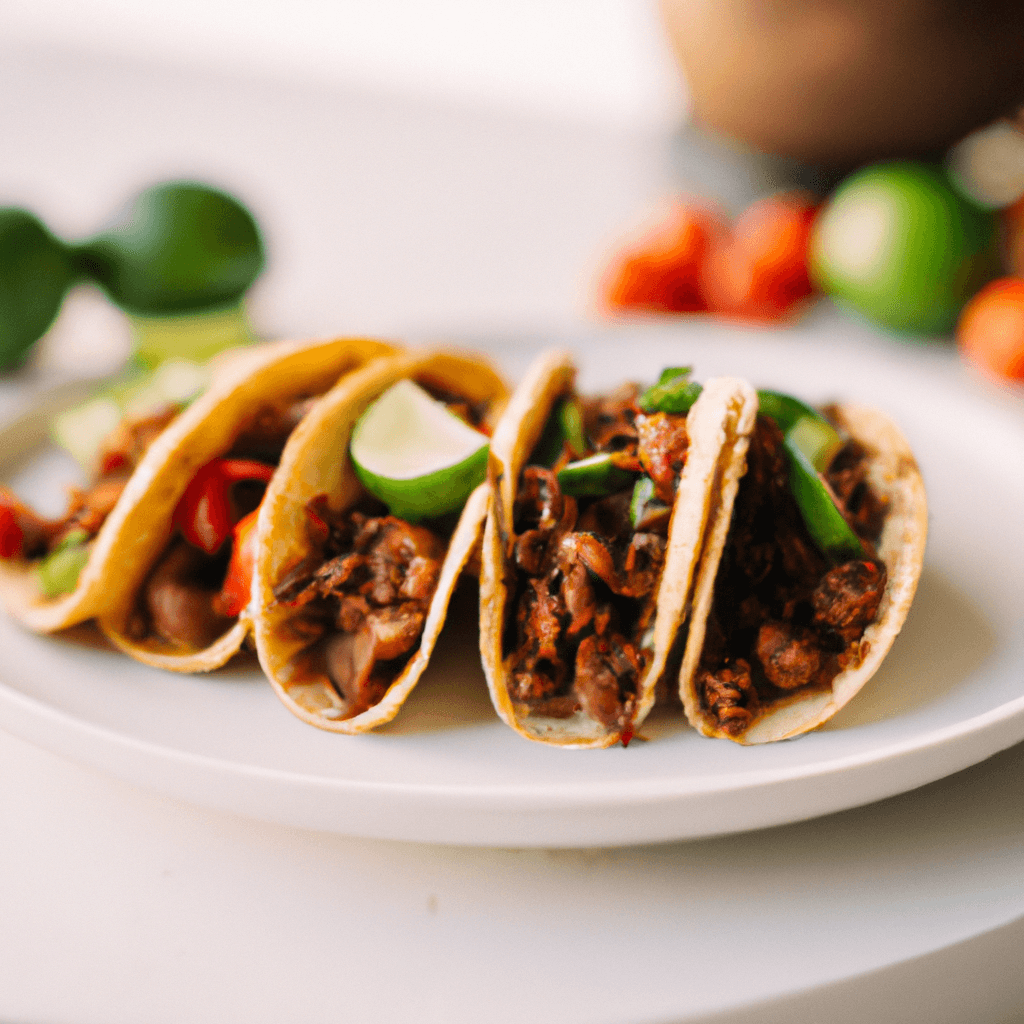 A close-up of crunchy taco shells cooking in the air fryer basket.