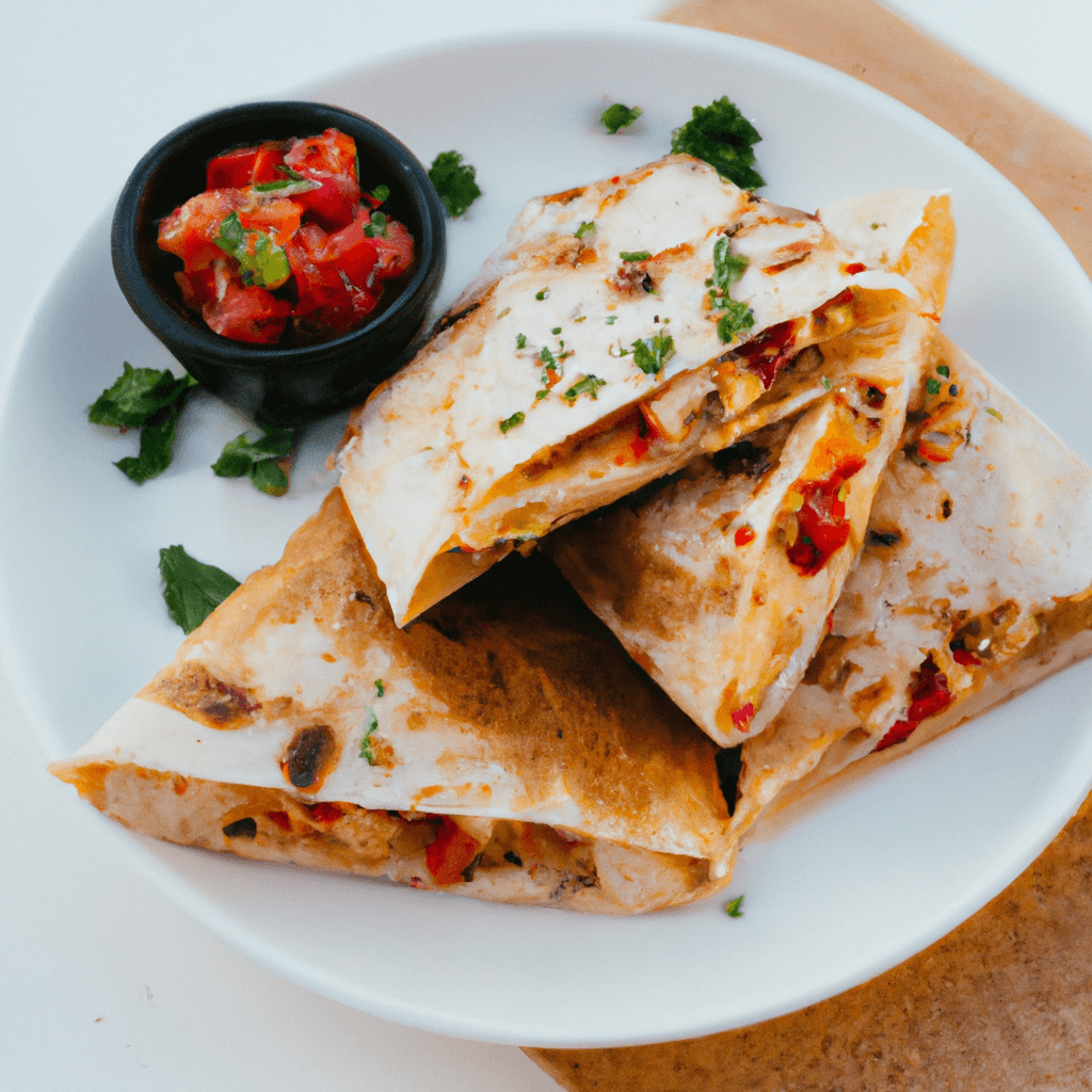 Flour tortillas filled with chicken and cheese being air fried