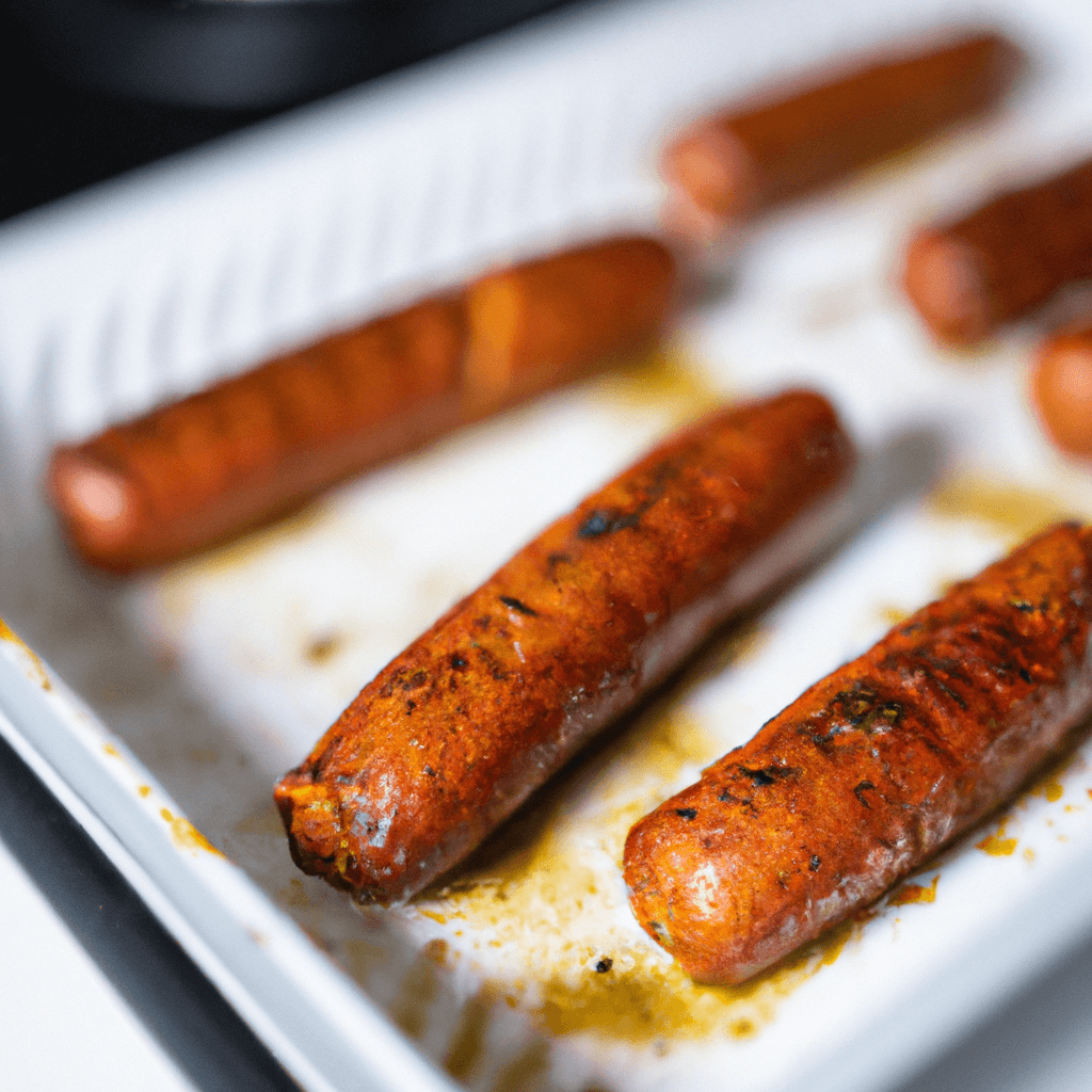 Perfectly cooked chipolata sausages served on a rustic wooden platter.