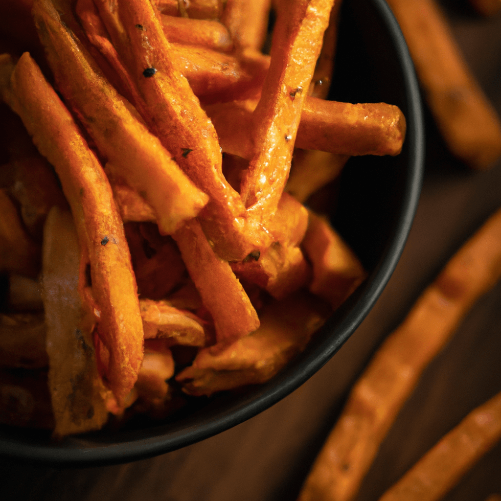Crispy yam fries on a serving platter