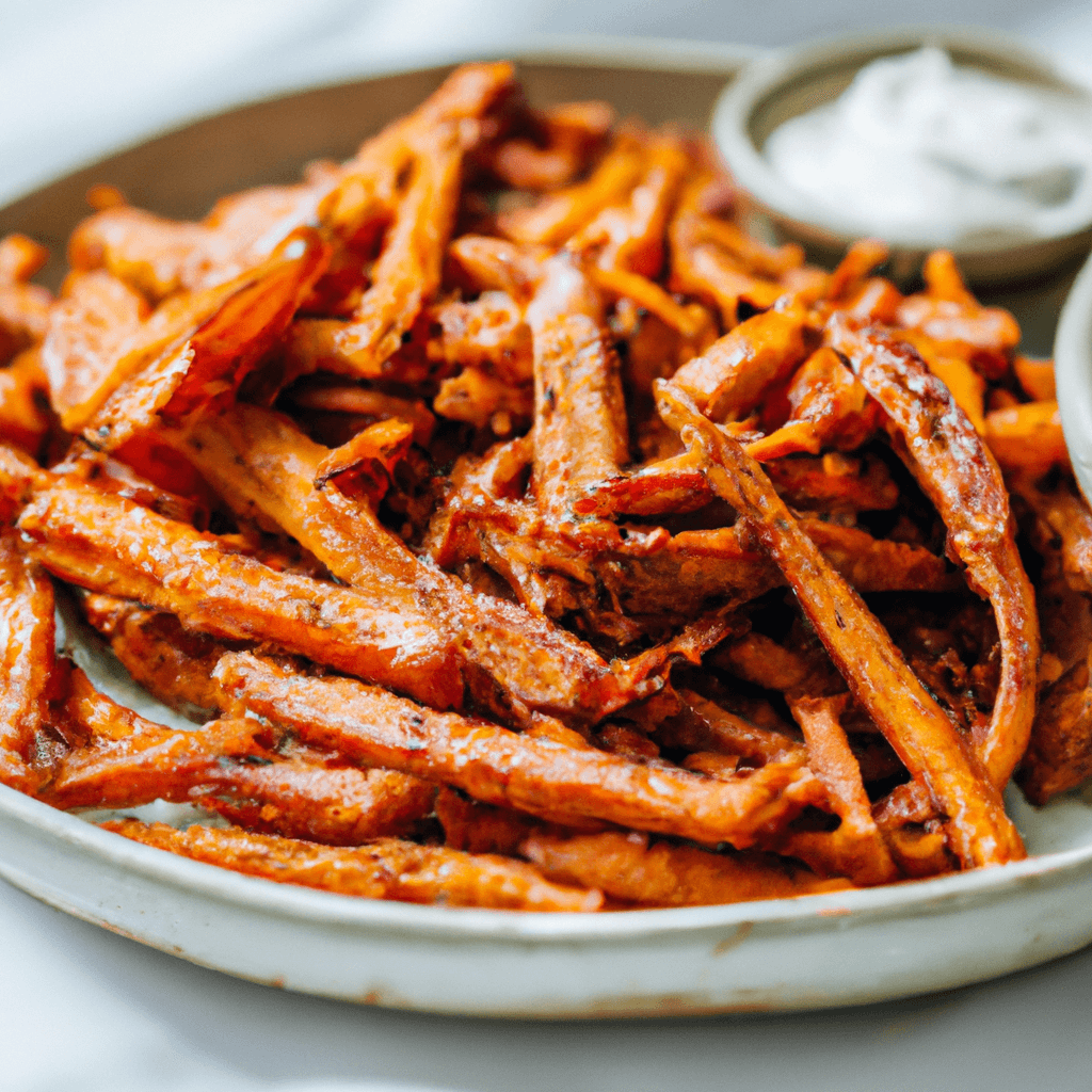 Cooked yam fries in an air fryer basket