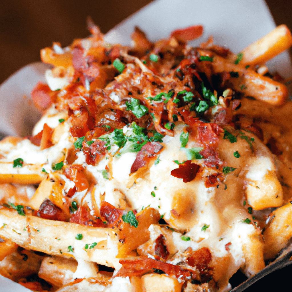 Mouth-watering loaded french fries topped with cheese and bacon