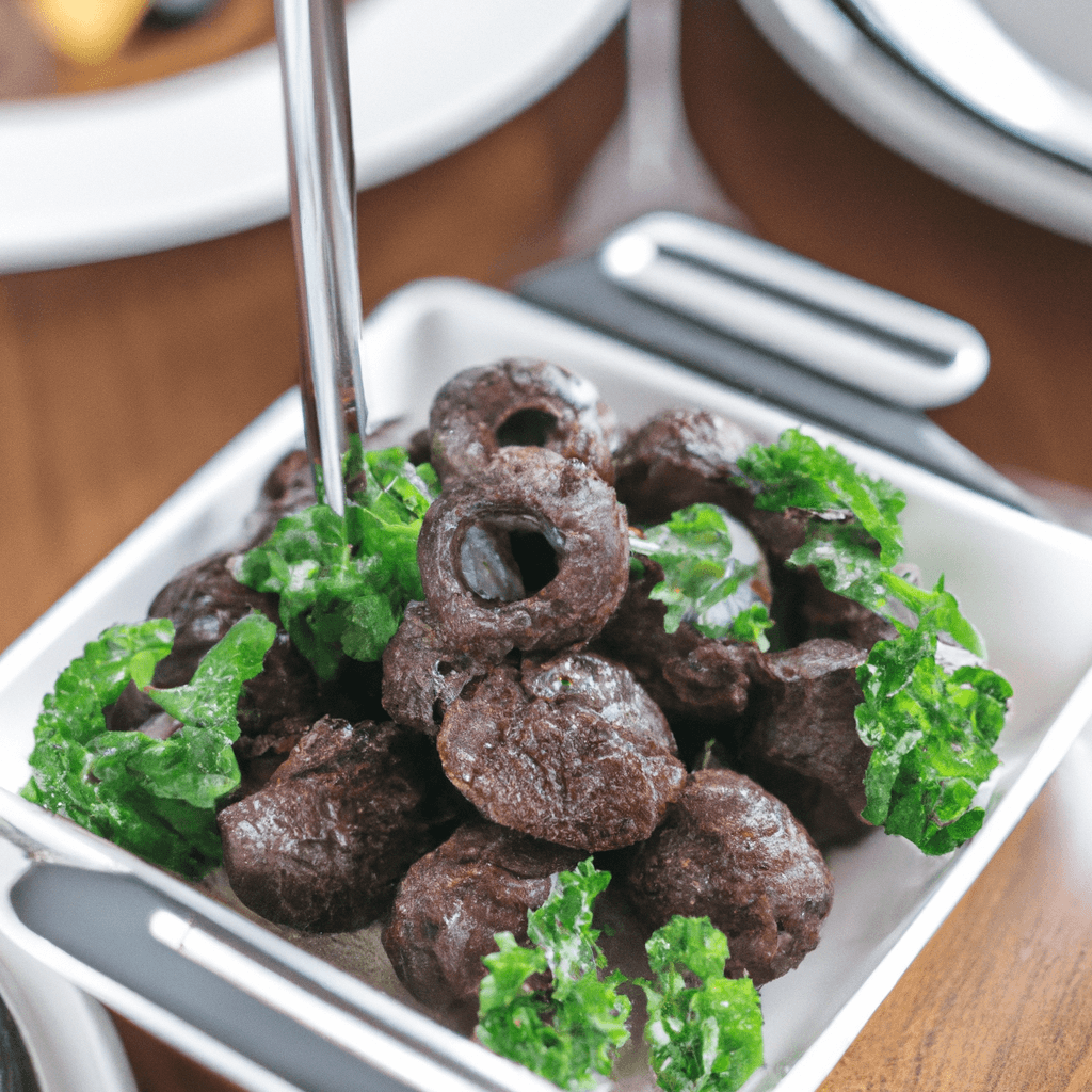 Air fryer basket filled with sizzling beef olives.