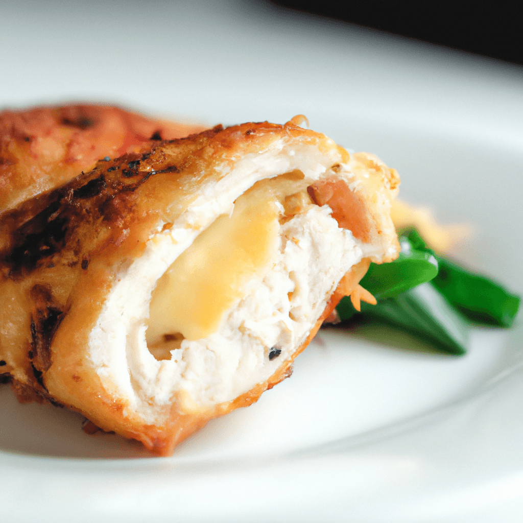 Process of adding fillings to the chicken breast in the air fryer basket