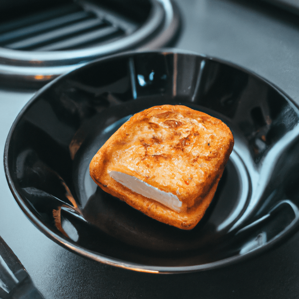 A golden crispy grilled cheese made in an air fryer basket