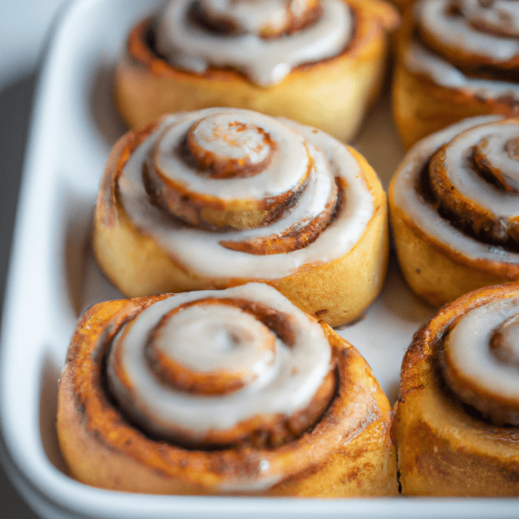 A close-up of sliced cinnamon rolls in the air fryer basket, ready to cook