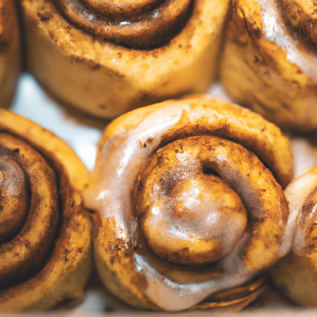 Golden air fryer cinnamon rolls stacked invitingly with a fresh glaze drizzle