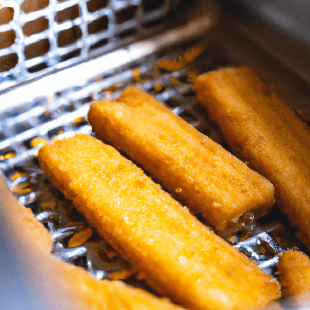 Crispy fish fingers made in the air fryer served with lemon and herbs