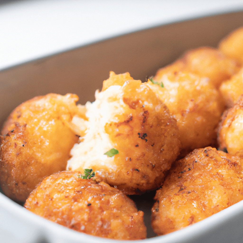 Air fryer basket filled with freshly cooked arancini