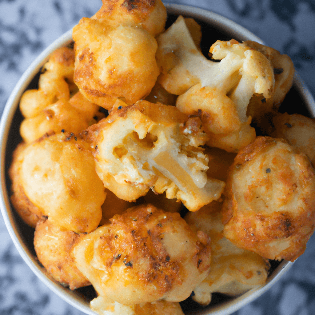 Crispy air fryer cauliflower cheese with golden bubbling topping