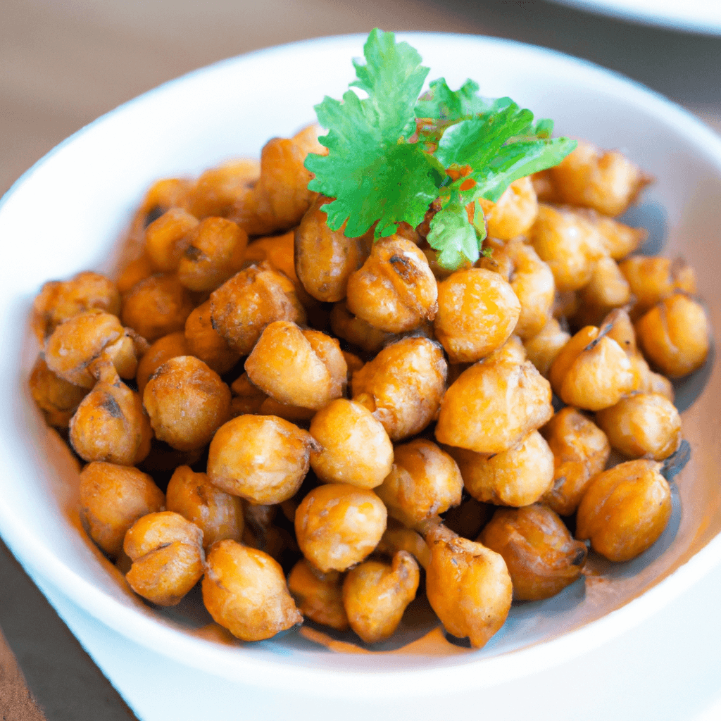 Air fryer basket with evenly spread chickpeas ready to cook.