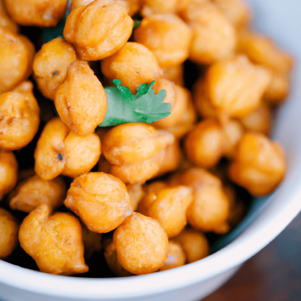 Golden and crispy air fryer chickpeas perfectly seasoned.