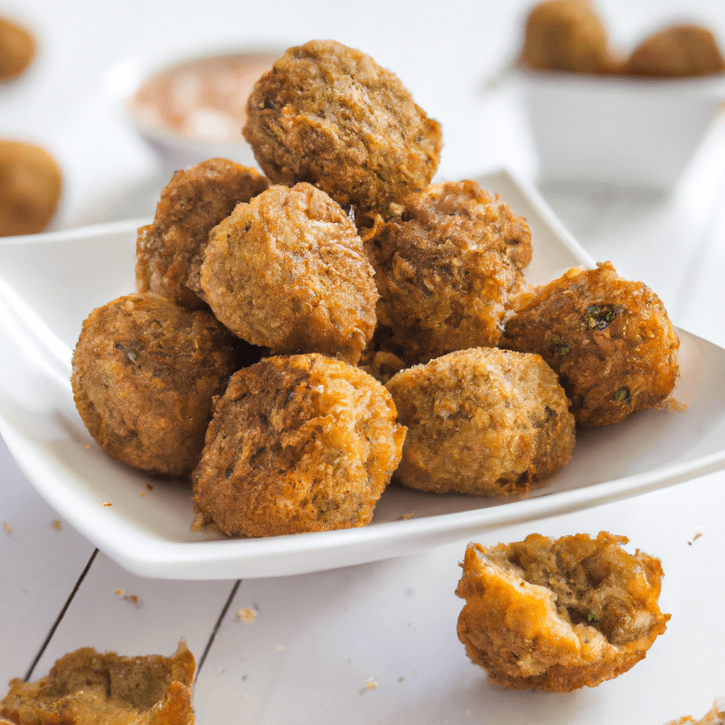Close-up of air fryer basket containing cooked turkey meatballs