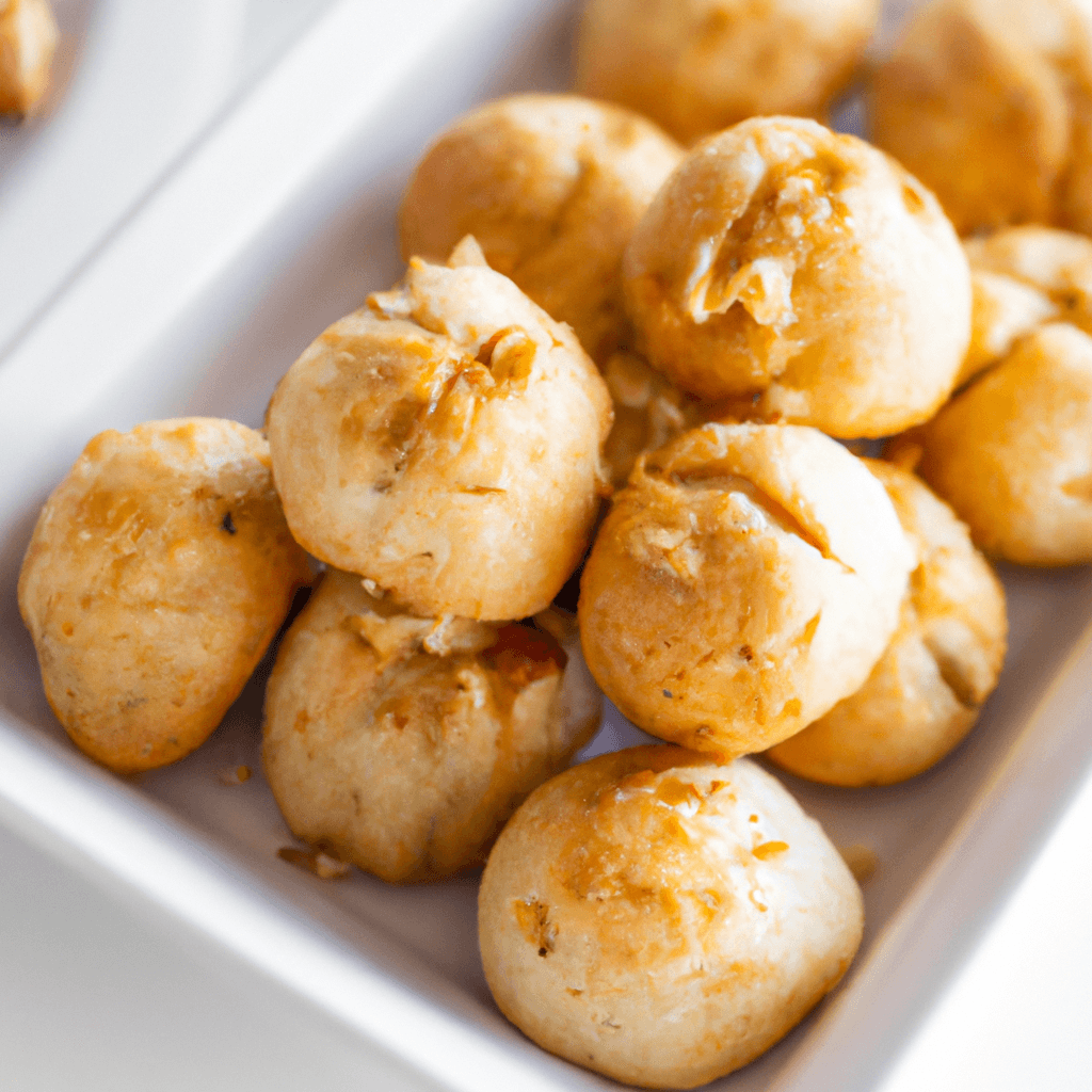 Air fryer basket with freshly cooked dough balls