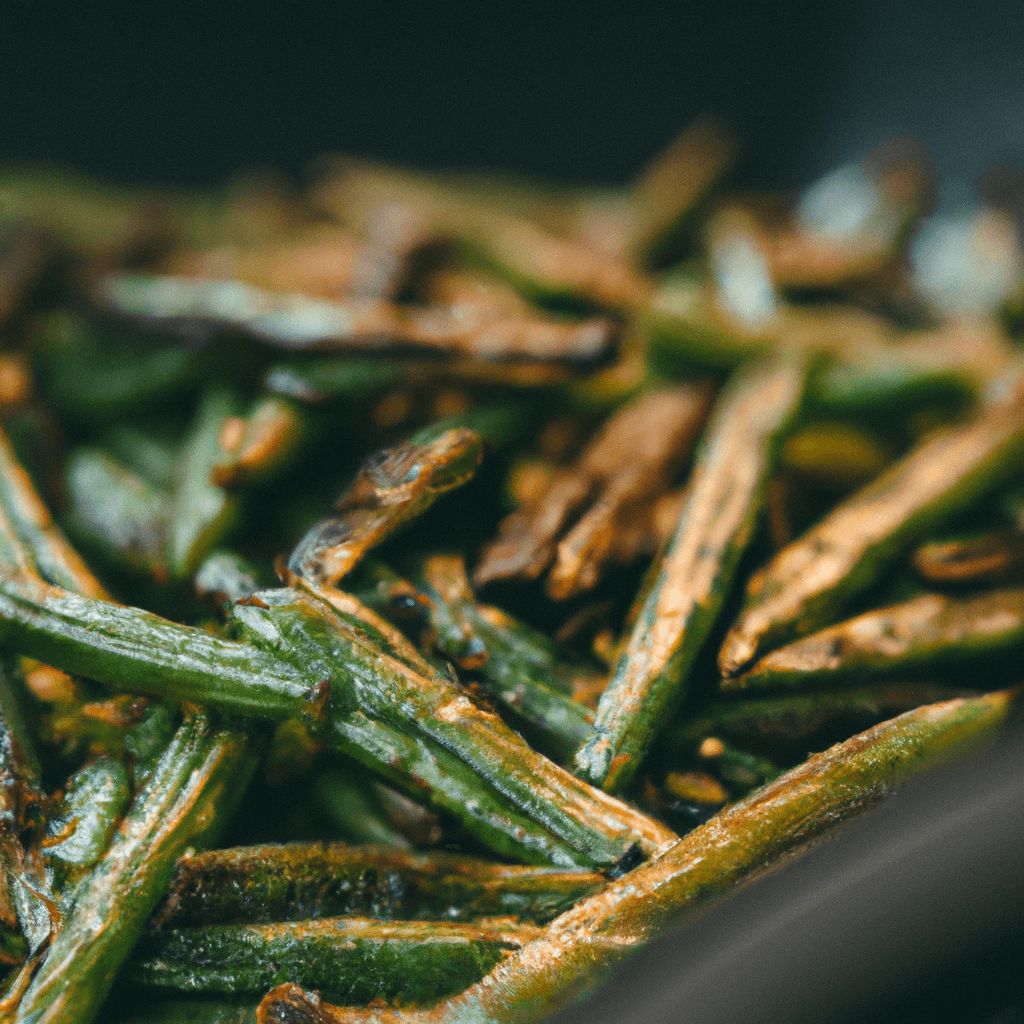 A bowl of golden brown, crispy fried green beans in air fryer, ready to serve