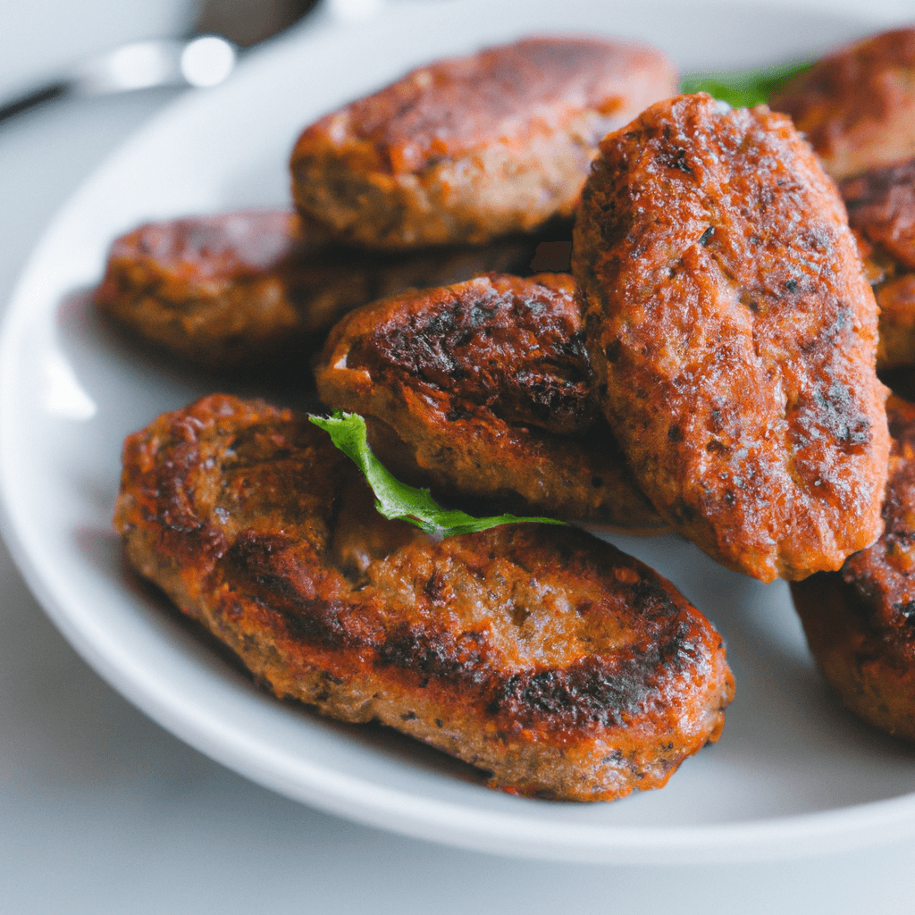 A close-up of turkey sausage patties sizzling in an air fryer basket