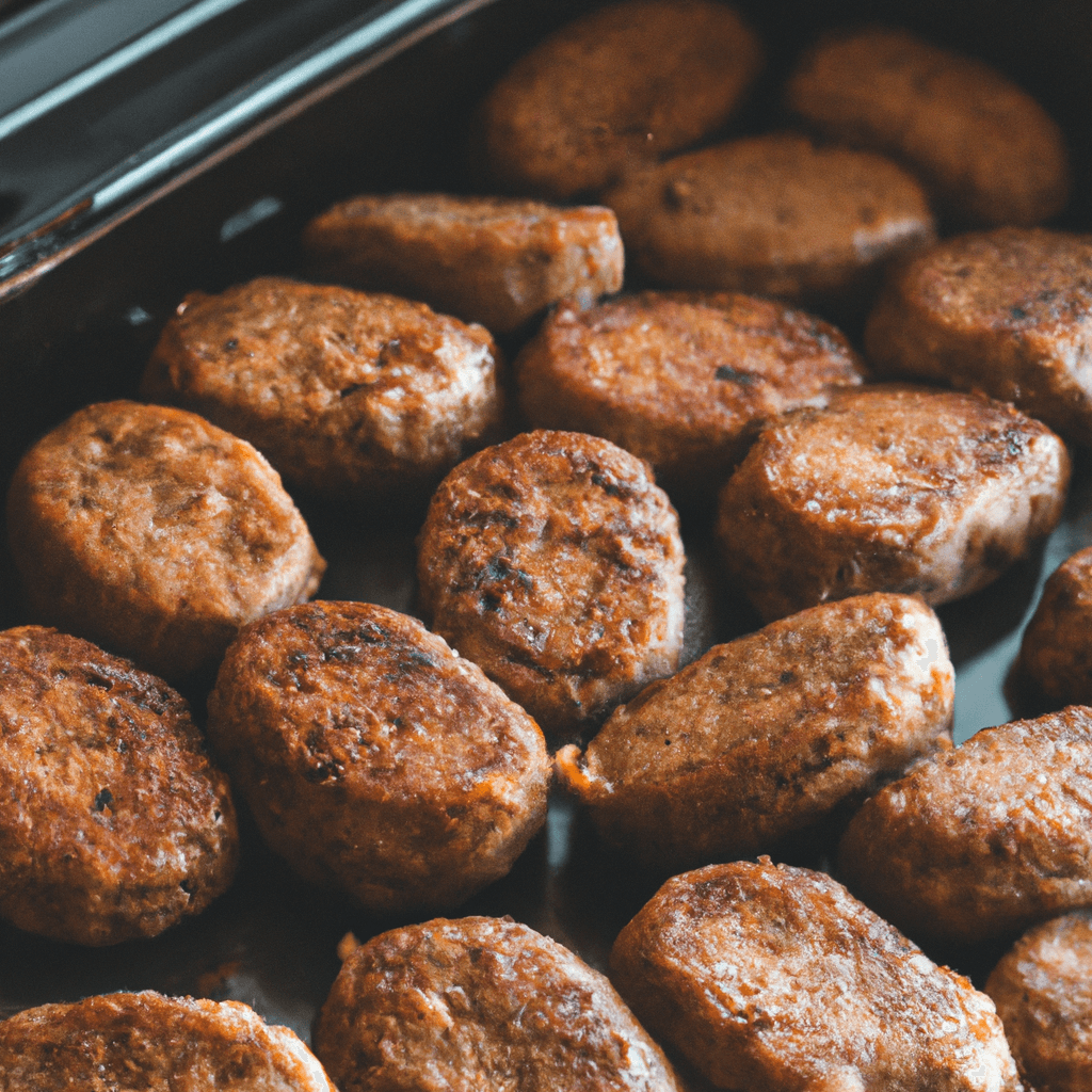 A basket of perfectly cooked sausage patties from the air fryer