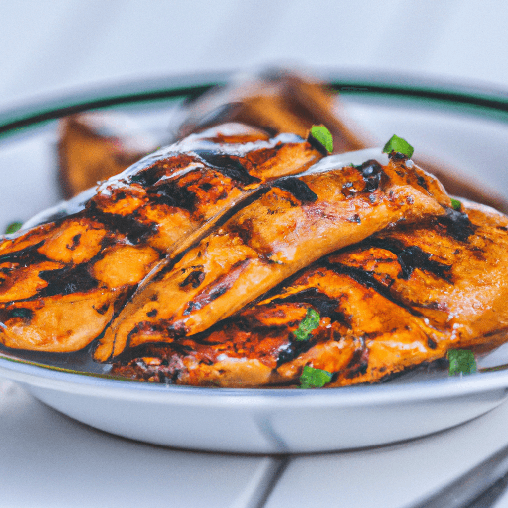 Juicy air fryer butterfly chicken breast with paprika seasoning on a cutting board.