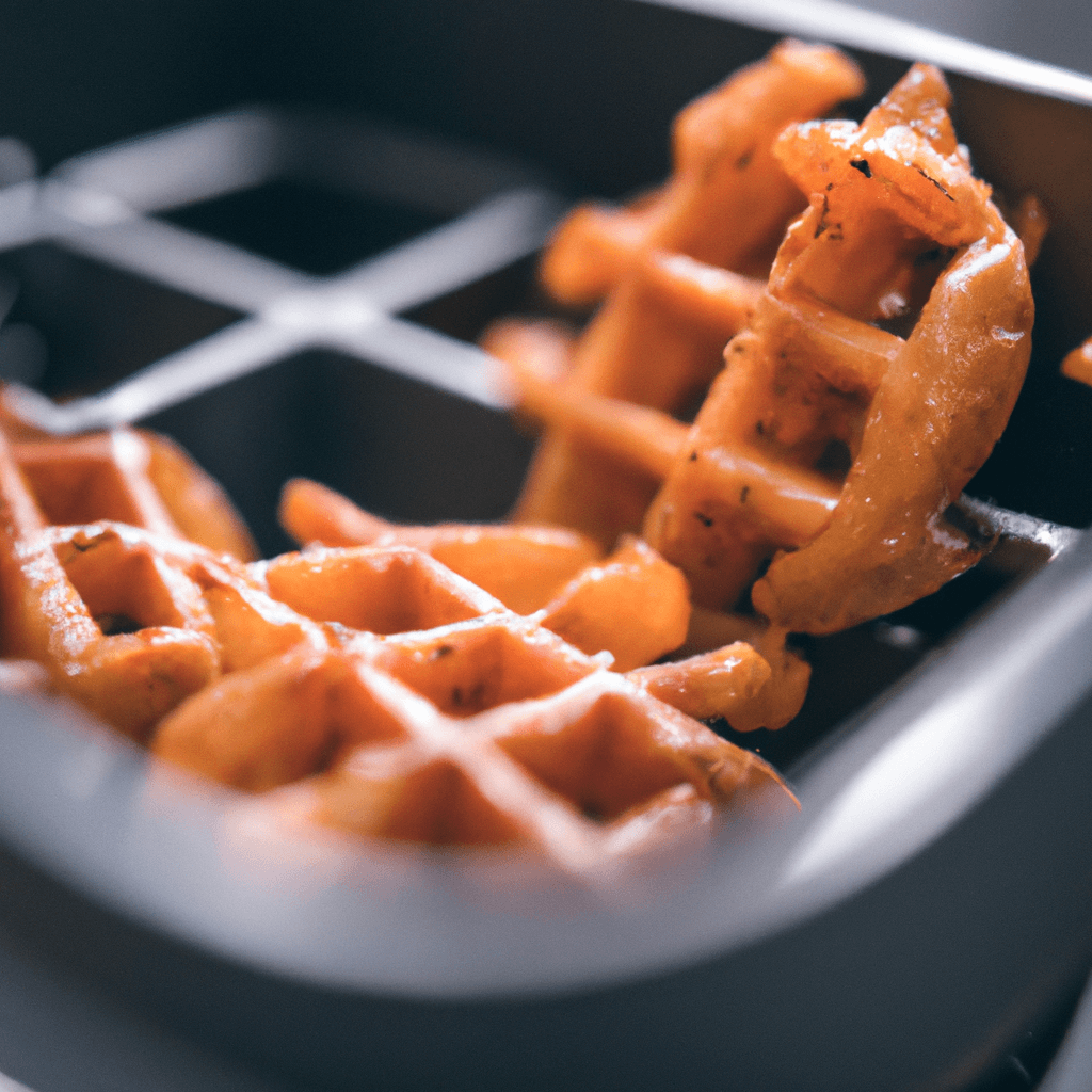 A plate of crispy air fryer waffle fries seasoned to perfection.