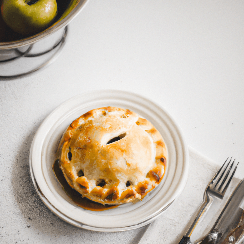 Closeup of apple pie in air fryer with cinnamon sugar topping