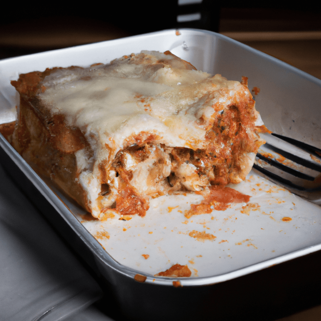 Image of perfectly cooked frozen lasagna in an air fryer basket.