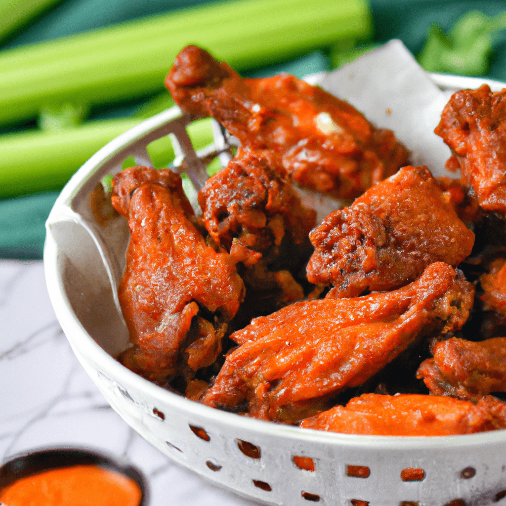 Crispy air fryer buffalo wings on a serving platter