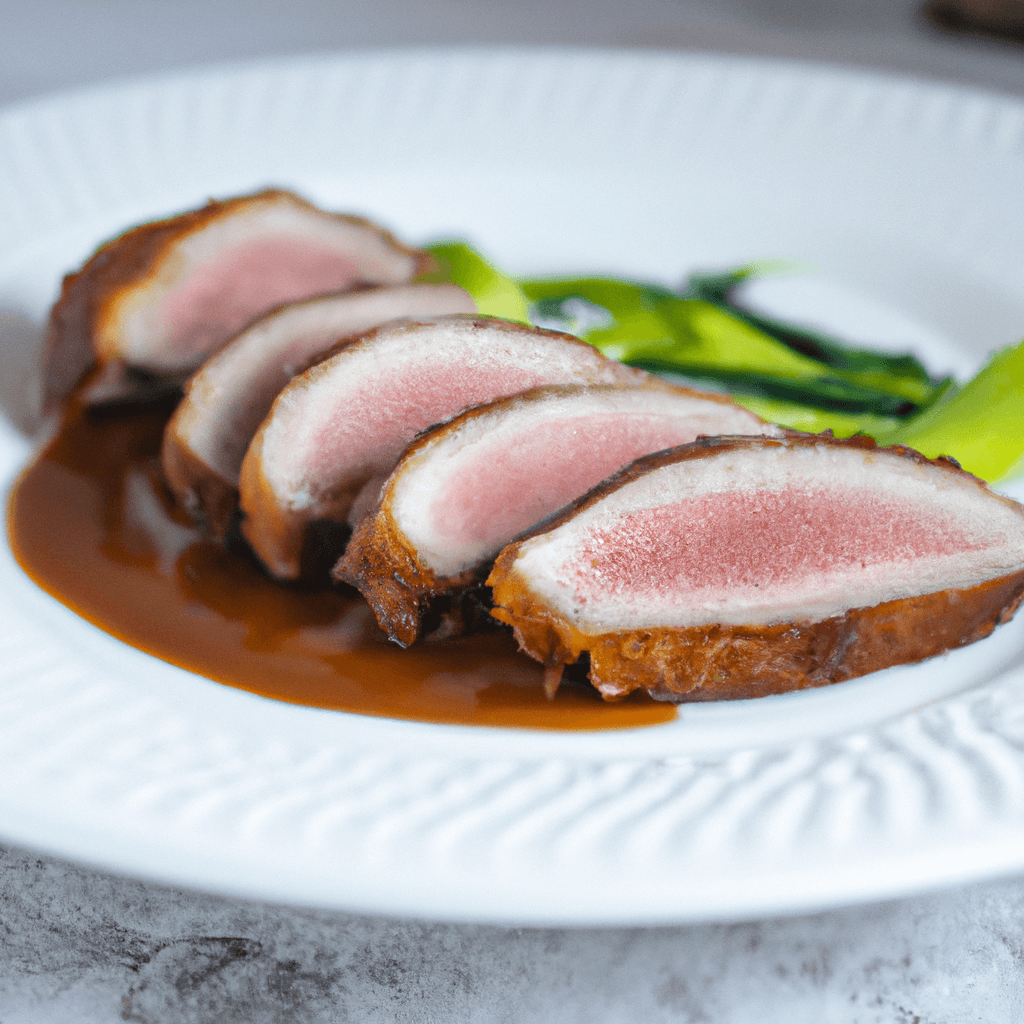 Duck breasts in an air fryer basket ready for cooking.