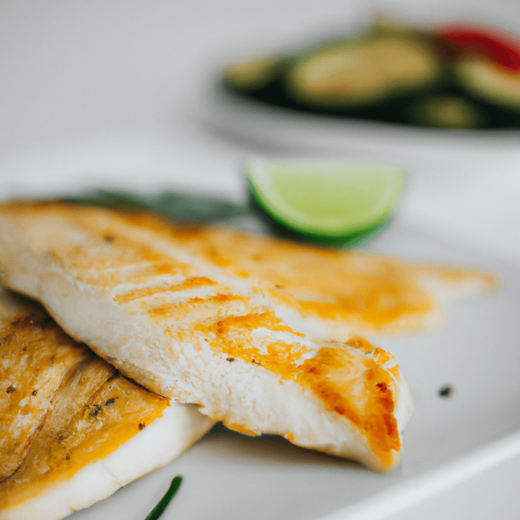 Air fryer basket with golden brown basa fillets