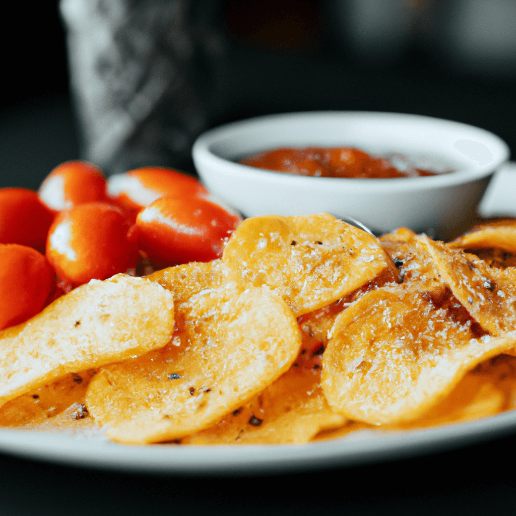 Crispy air fryer pita chips on a wooden platter.