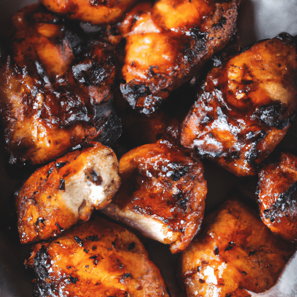 Juicy air fryer barbecue chicken served on a plate with sauce