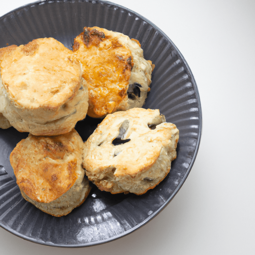 Scones arranged in an air fryer basket ready to be cooked