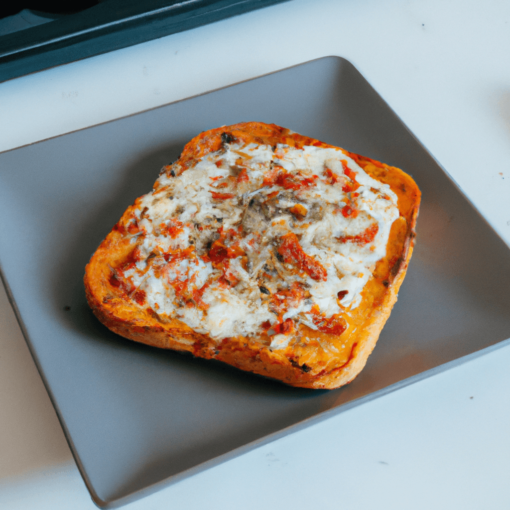 Air fryer pizza toast with melted cheese and pepperoni