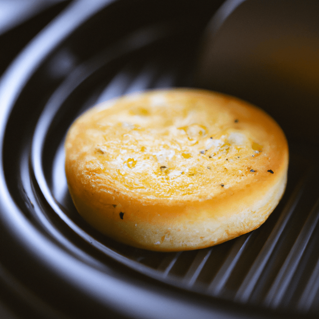 Golden brown shortbread biscuits in an air fryer basket