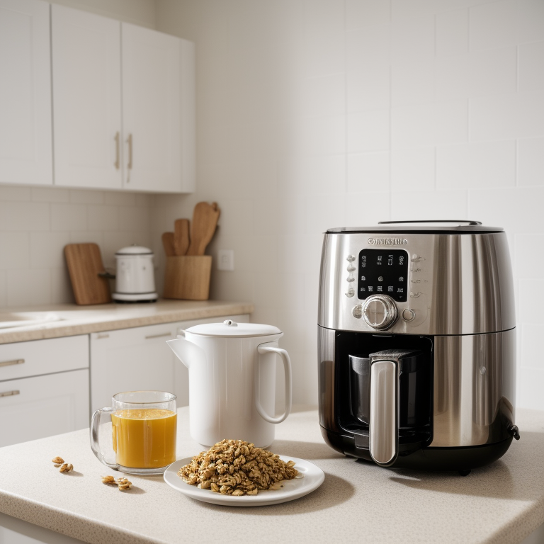 Measuring 200 grams of rolled oats in a cup for accurate baking and air frying