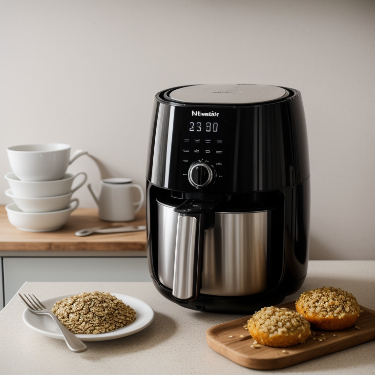Measuring 225 grams of rolled oats in a cup for accurate baking and air frying