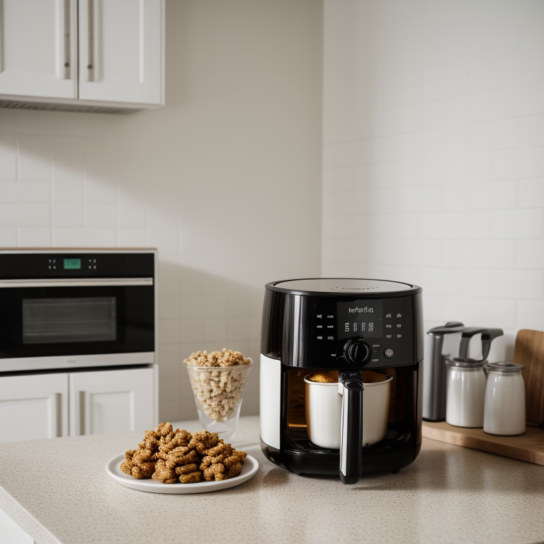 Measuring 250 grams of rolled oats in a cup for air fryer recipes