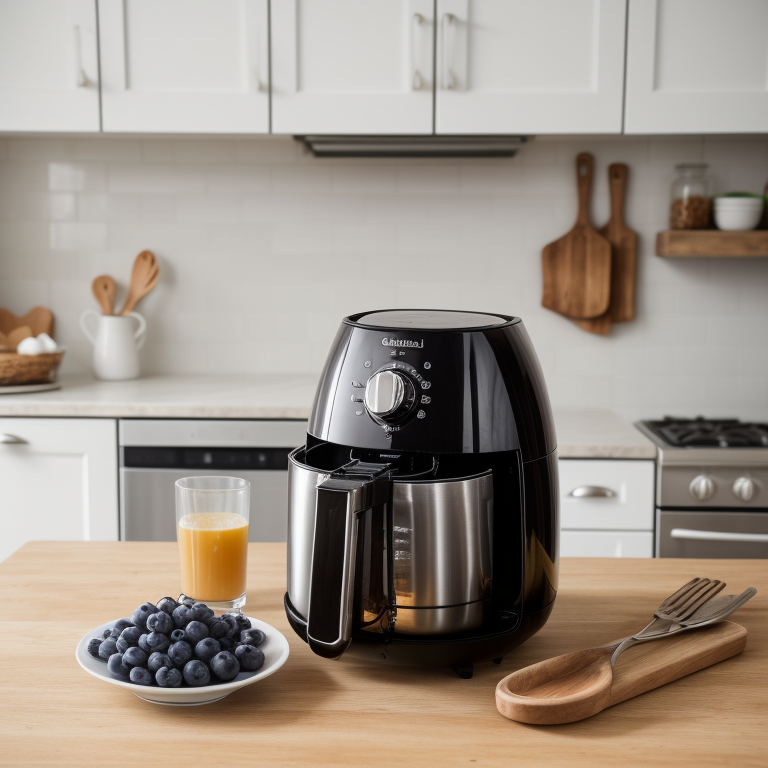Measuring 275 grams of blueberries in a cup for air fryer recipes